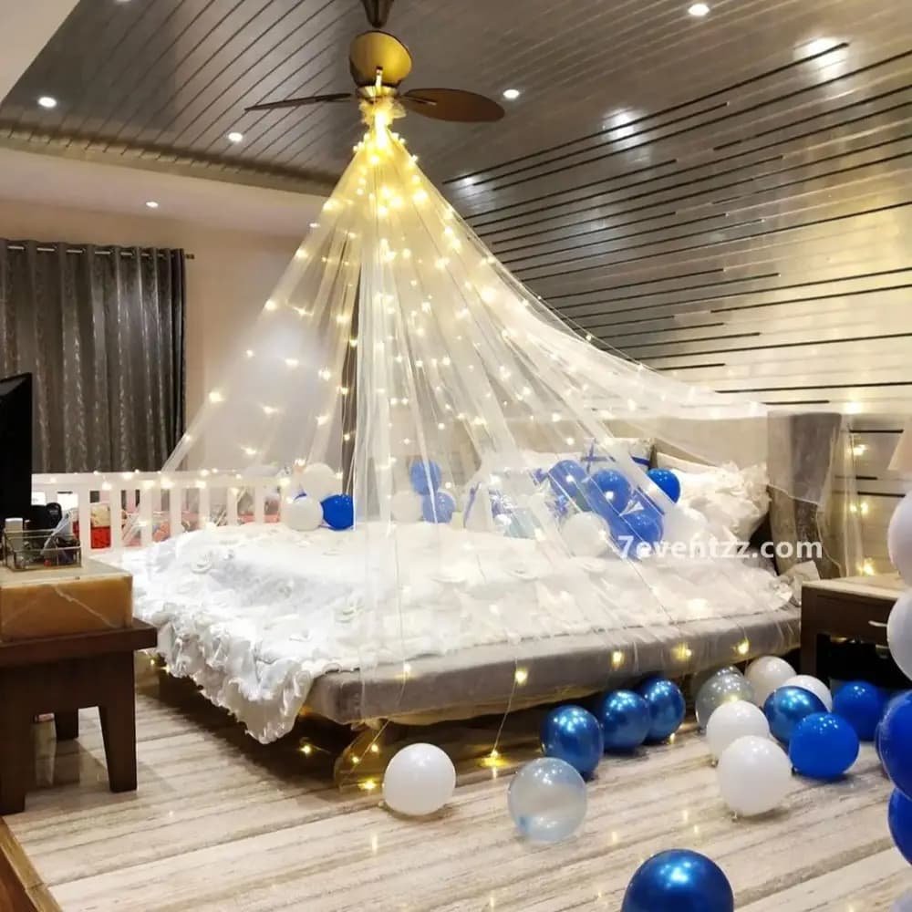 Anniversary Bed Canopy Setup — 7eventzz decoration