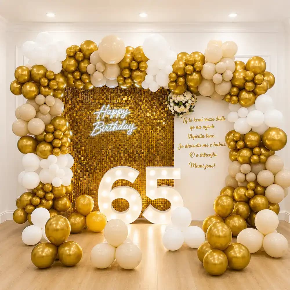 Premium Gold and White Birthday Decoration at Home — 7eventzz decoration