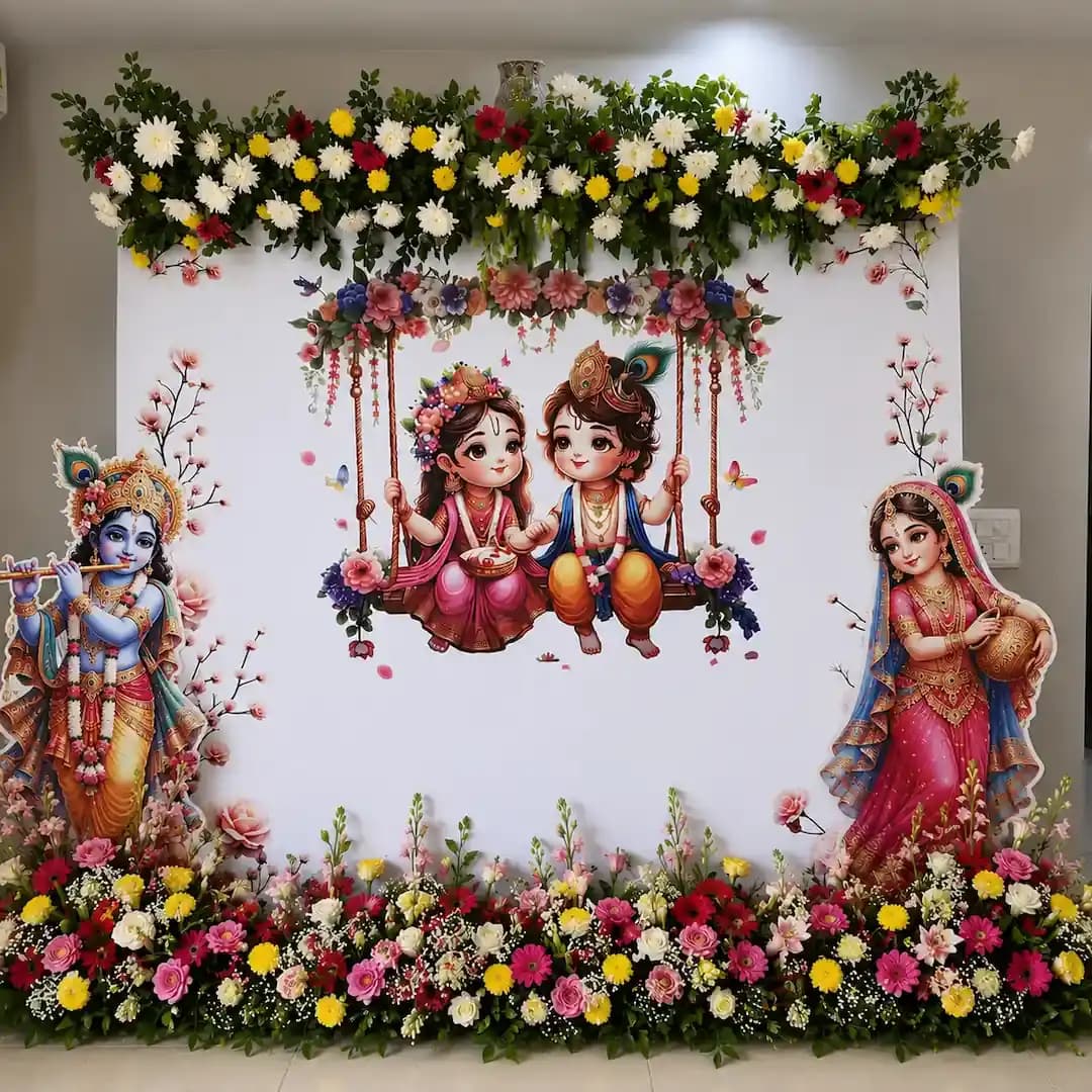 Krishna Radha Theme Backdrop For Baby Shower — 7eventzz decoration
