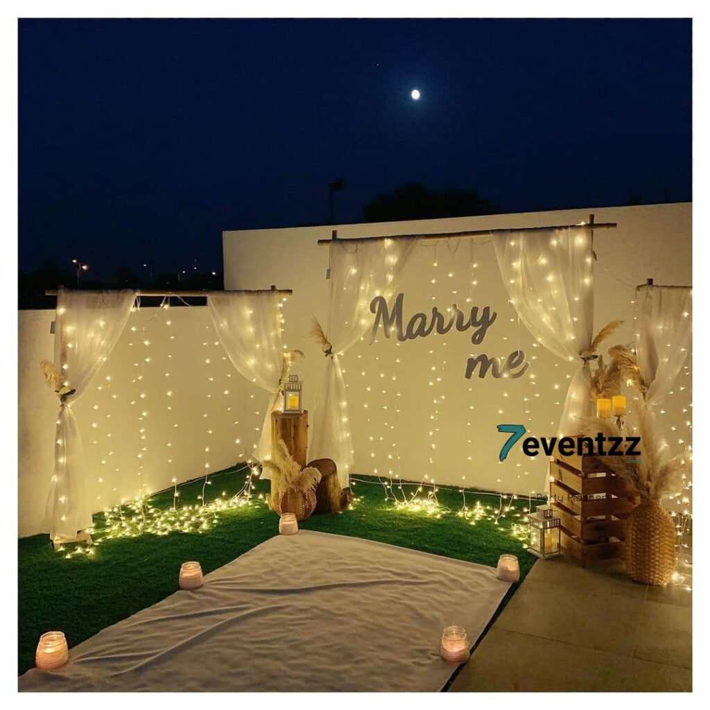 Classy Balloon Backdrop on Terrace with Lighting