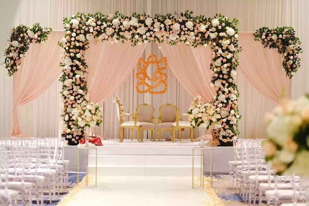 Low Budget Wedding Stage Decoration Ideas For Indian Weddings - Simple Indian Engagement Decorations At Home