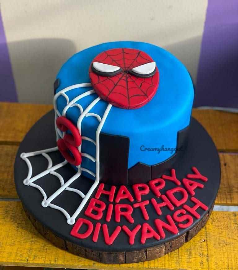 spiderman theme cake