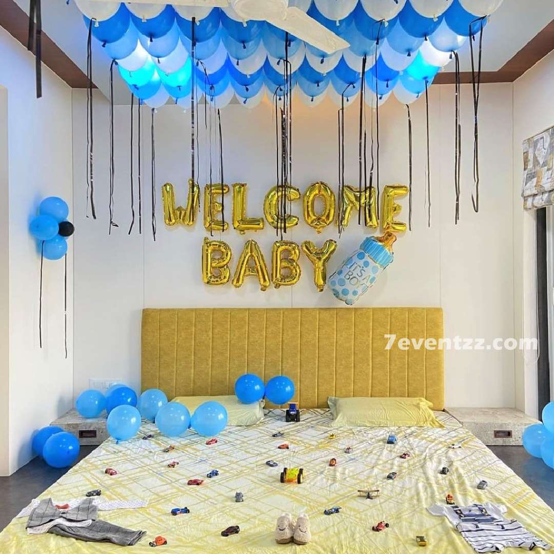 Balloons,Natural Flowers Welcome Baby Decoration, For Home Decorations, Age  Group: Newly Born