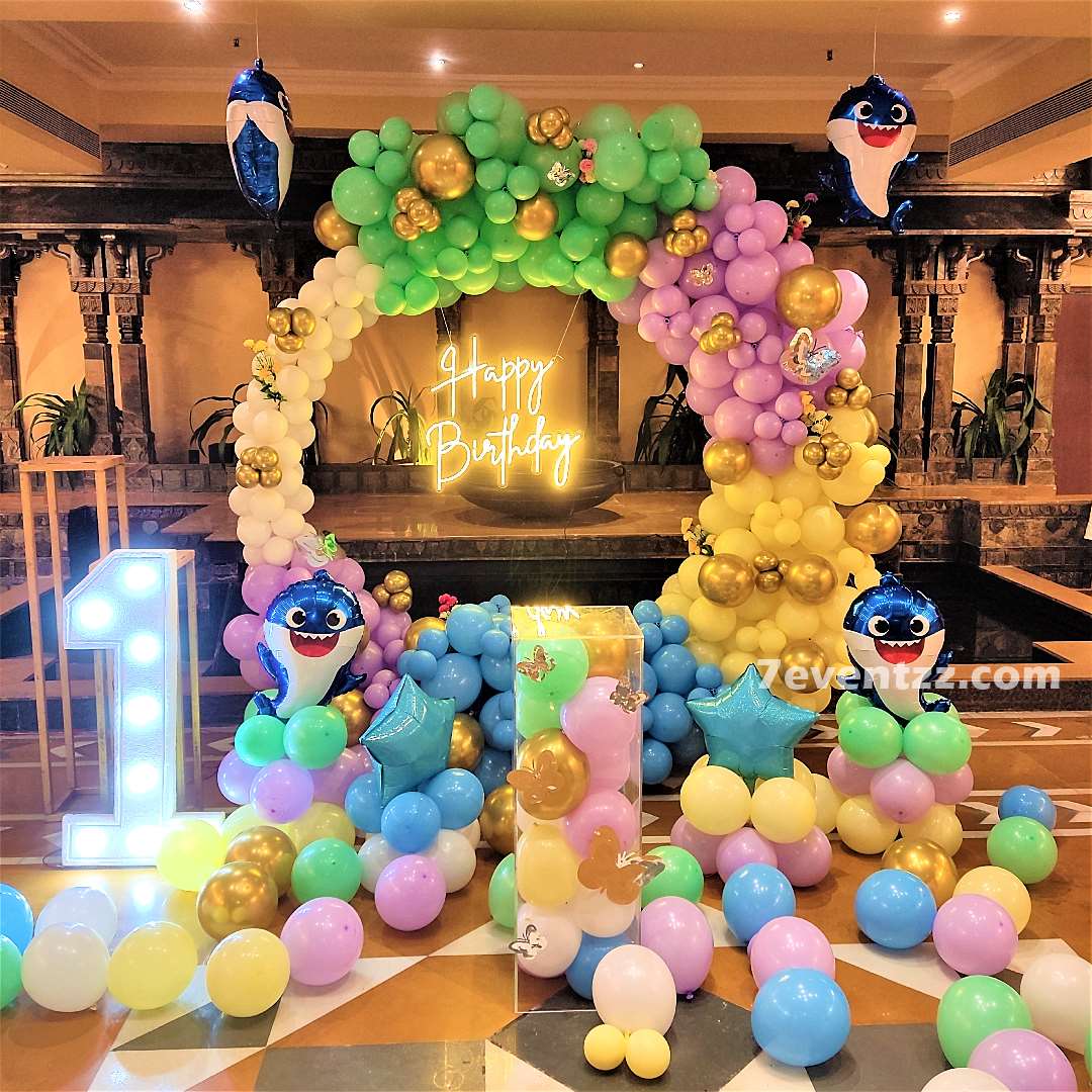 Baby Shark Theme Stage Birthday Balloon Decoration In [location]