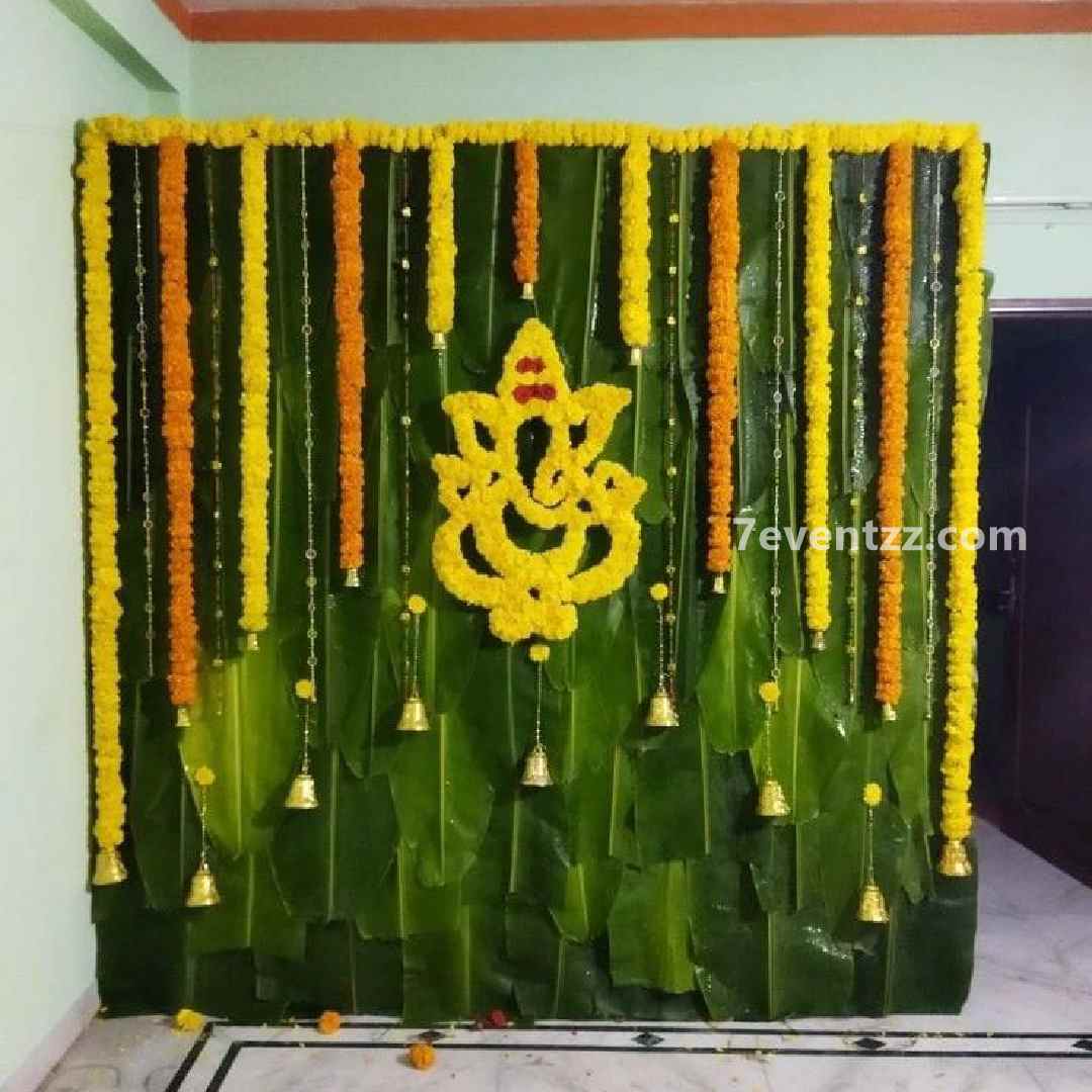 Banana Leaves with Marigold flowersDecorations  BookThePartyin