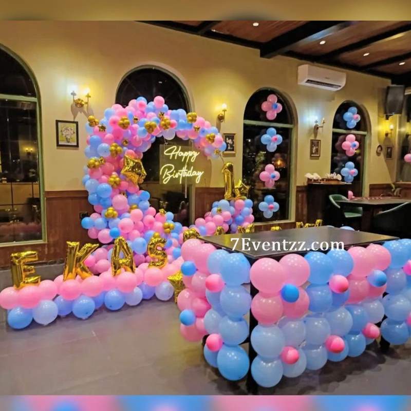 Pink Blue Theme Stage Decoration 