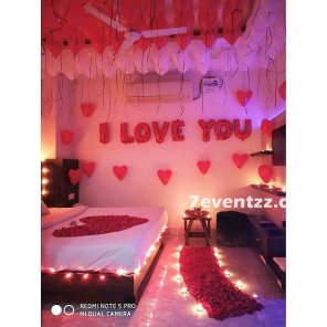 Romantic First Night Wedding Bed Decoration With Flowers And Balloons 7eventzz - Romantic Home Decor Items