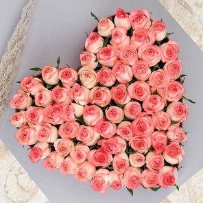 Pink Roses In A Heart Shape Box