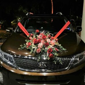 Marriage Car Decoration for Wedding with Real Flowers